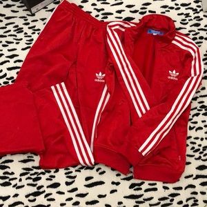youth adidas tracksuit red